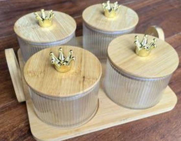 4 pc Jar Set with wooden Lid