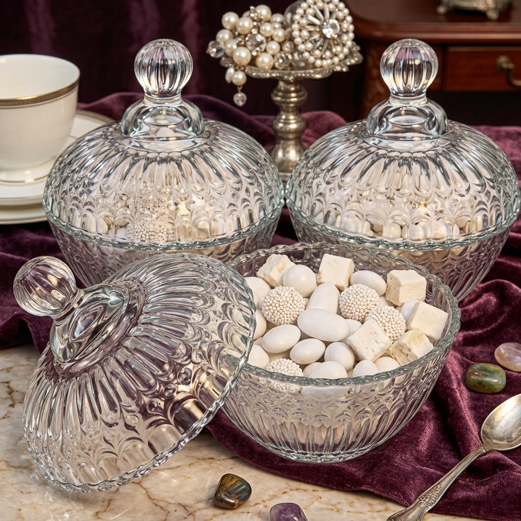 Classic 3-Piece Candy Jar Set – Premium Decorative Sweet & Snack Storage Jars R