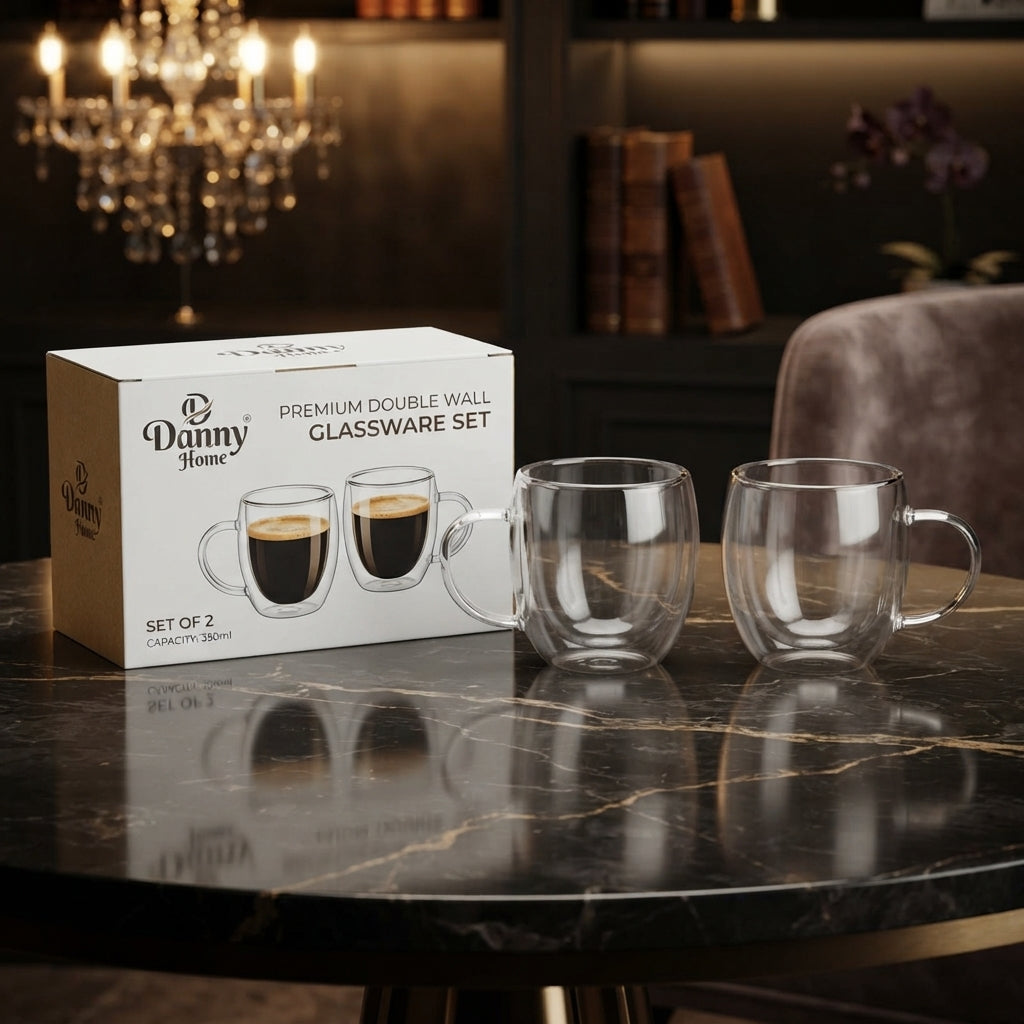 2Pcs D-Walled Mug Set 200ml 24c