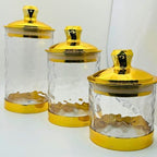 Textured Glass look Gold Banded Acrylic Container