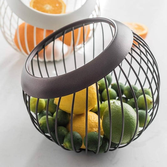 Fruit basket metal wired sphere shape