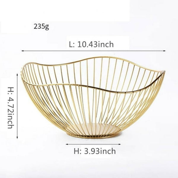 Metal fruit storage basket|Gold