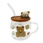 Bear Mug Transparent Glass Mug Lid & Glass Straw