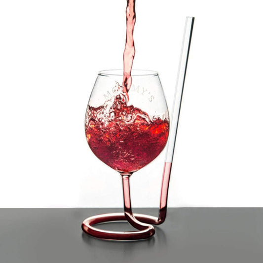 Spiral straw wine glass