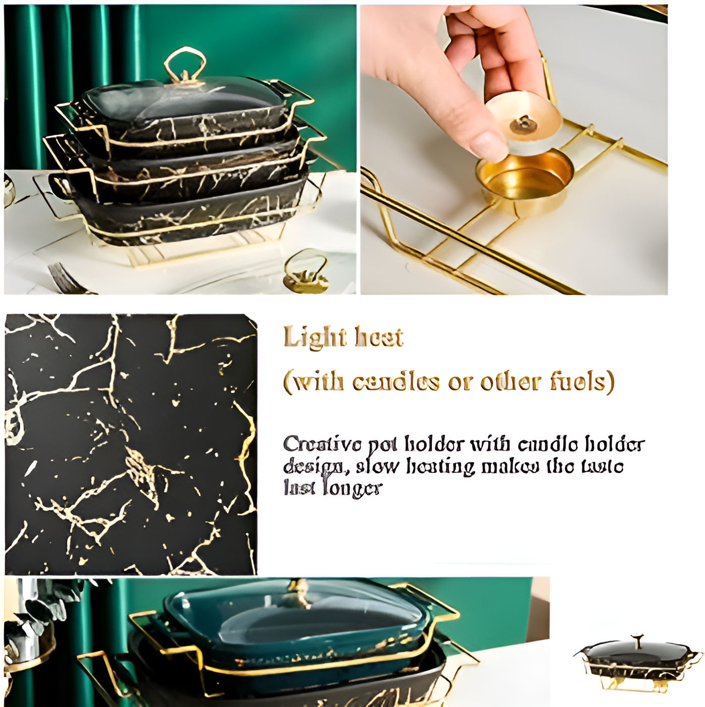 Set of 3 ceramic chafing dish
