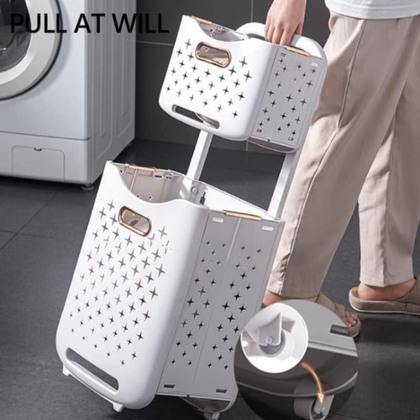 2 layer laundry basket with wheel