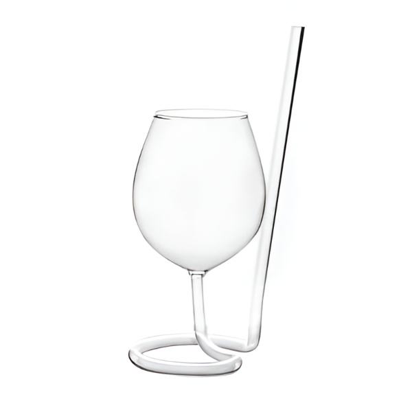 Spiral straw wine glass