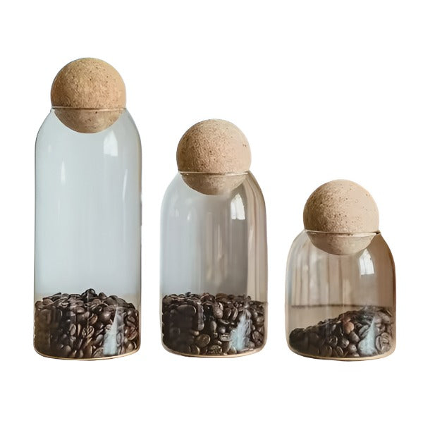 Glass jars with bambo bowl lid