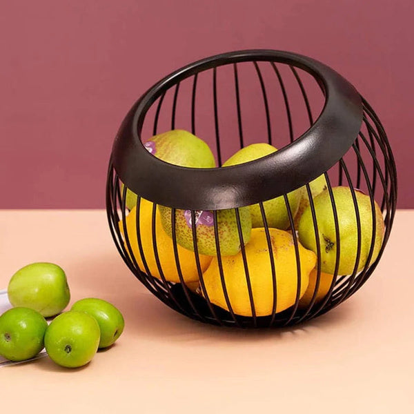 Fruit basket metal wired sphere shape