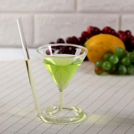 Spiral straw cocktail glass