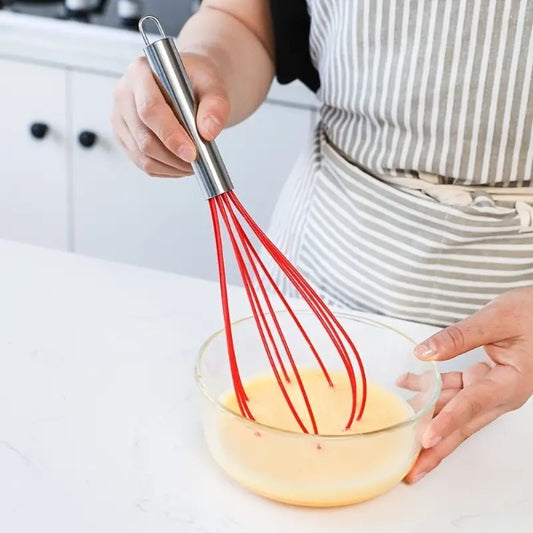 Egg whisk with stainless steel holder and silicon wire