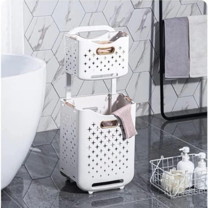 2 layer laundry basket with wheel