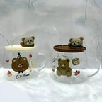 Bear Mug Transparent Glass Mug Lid & Glass Straw