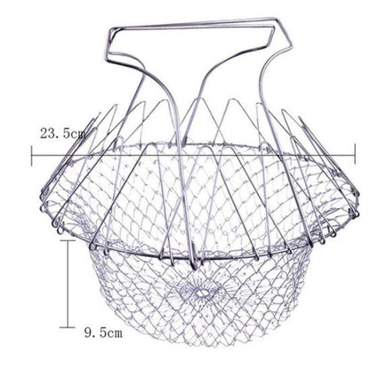 Foldable multifunctional stainless steel stainer frying colander net skimmer fryer basket