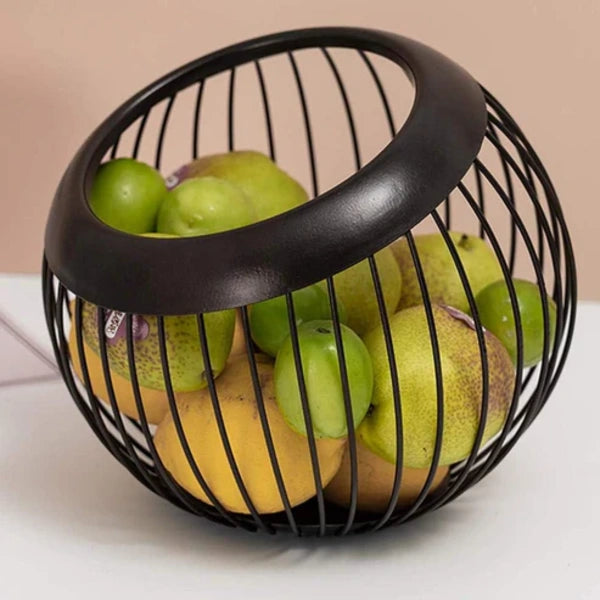Fruit basket metal wired sphere shape