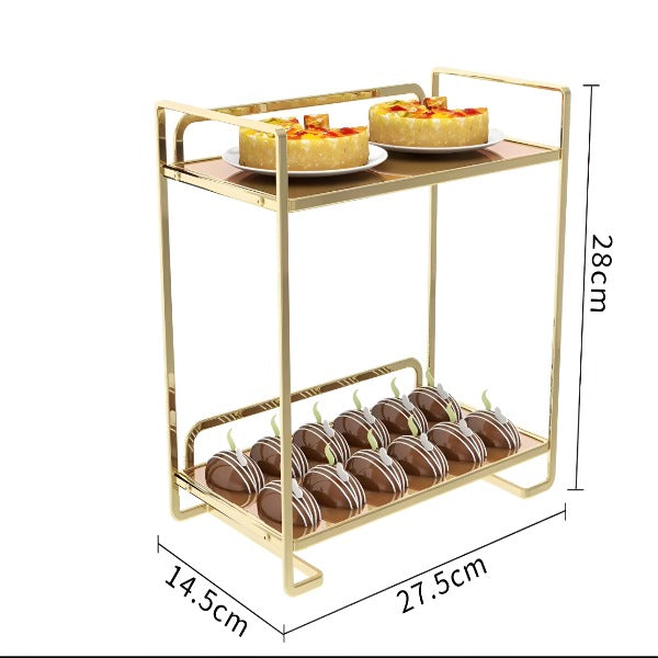 2 tier multi purpose rectangular shape vanity and pastry stand