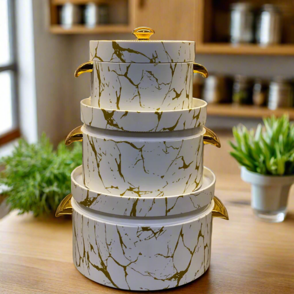 Luxury 3pcs hotpot set |white marble