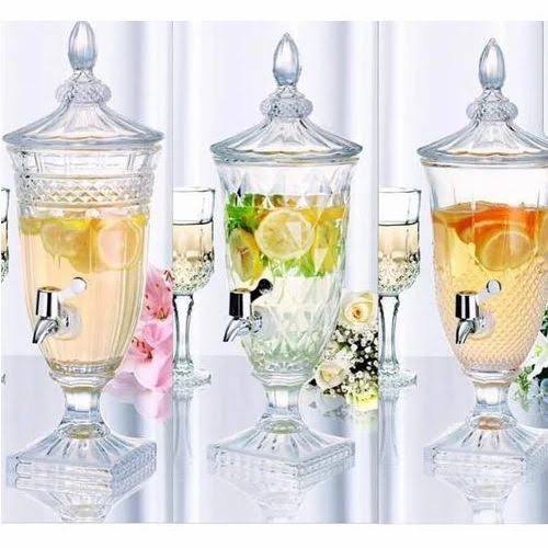 Clear glass juice dispenser
