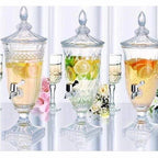 Clear glass juice dispenser